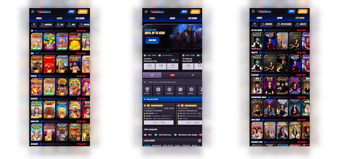 Υψηλής ποιότητας banner που απεικονίζει την αρχική σελίδα του WinRolla