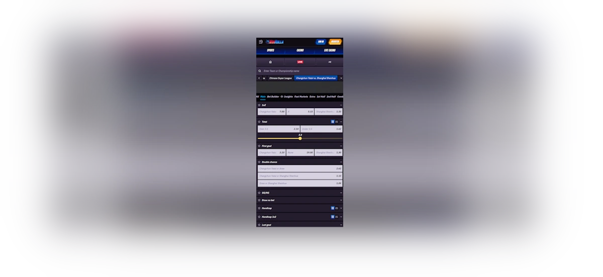 WinRolla Mobile Sports Interface